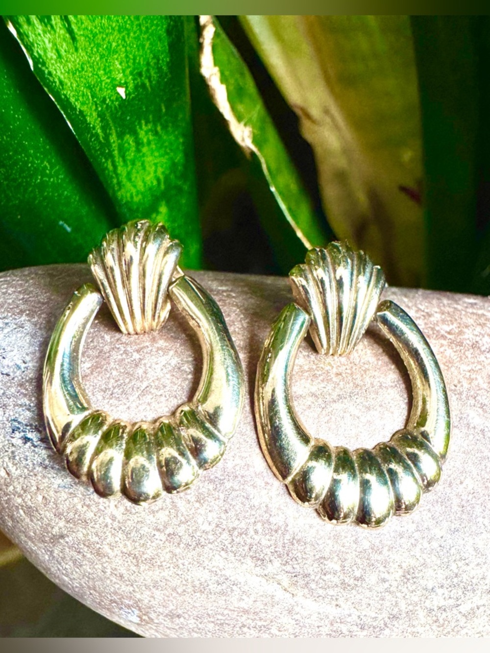 14k Hollow Door knocker Earrings